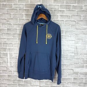 Under Armour Navy Blue Pullover Hoodie with Yellow Drawstrings